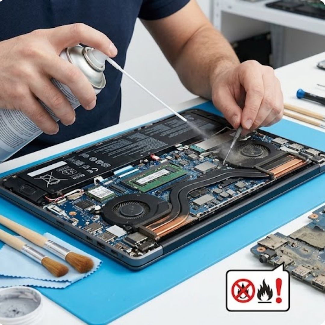 Desarmado técnico de notebook para limpieza física profunda en Rosario